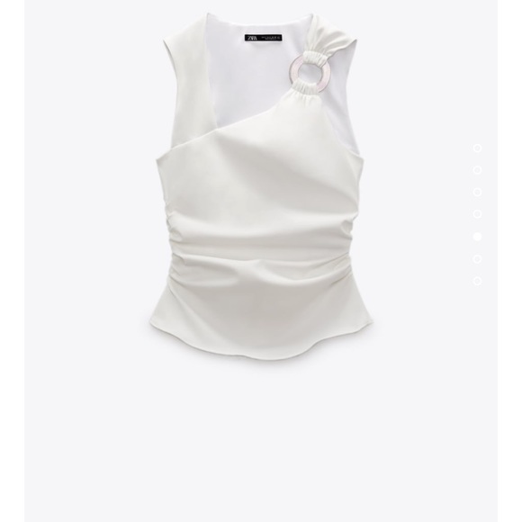 ZARA ASYMMETRICAL WHITE BUCKLED TOP SMALL NWT - Picture 2 of 6